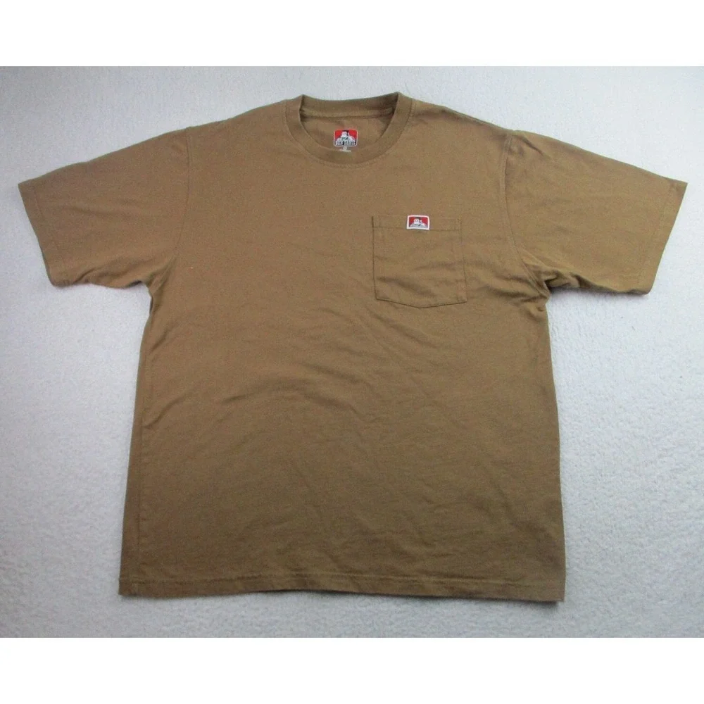 Ben Davis T‎ Shirt Mens Medium Brown Short Sleeve Monkey Pocket Logo Y2K Casual